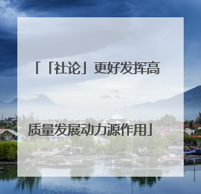 「社论」更好发挥高质量发展动力源作用
