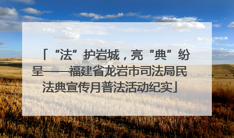 “法”护岩城，亮“典”纷呈——福建省龙岩市司法局民法典宣传月普法活动纪实