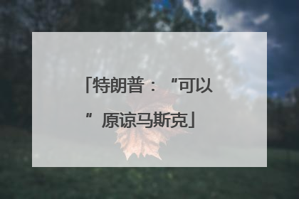 特朗普：“可以”原谅马斯克