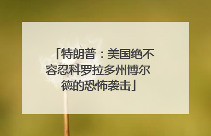 特朗普：美国绝不容忍科罗拉多州博尔德的恐怖袭击