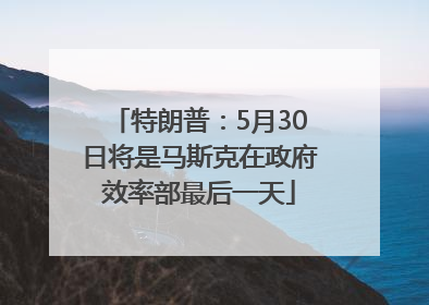 特朗普：5月30日将是马斯克在政府效率部最后一天