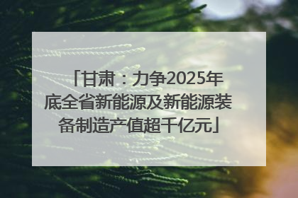 甘肃：力争2025年底全省新能源及新能源装备制造产值超千亿元