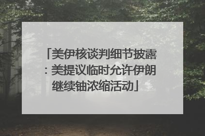 美伊核谈判细节披露：美提议临时允许伊朗继续铀浓缩活动