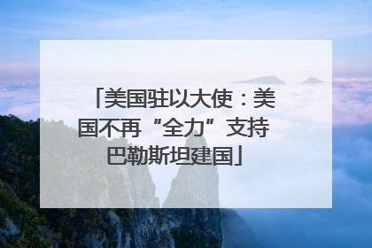 美国驻以大使：美国不再“全力”支持巴勒斯坦建国
