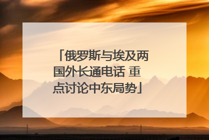 俄罗斯与埃及两国外长通电话 重点讨论中东局势