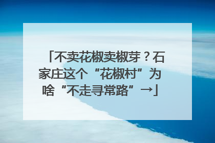 不卖花椒卖椒芽？石家庄这个“花椒村”为啥“不走寻常路”→