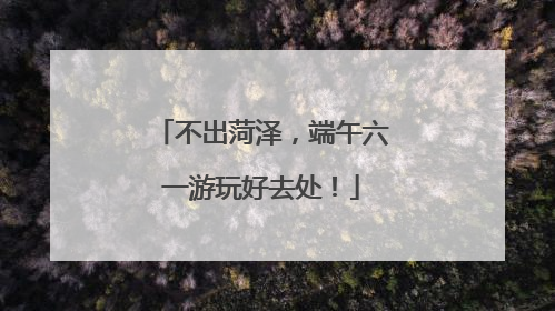 不出菏泽，端午六一游玩好去处！
