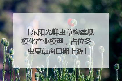 东阳光鲜虫草构建规模化产业模型，占位冬虫夏草窗口期上游