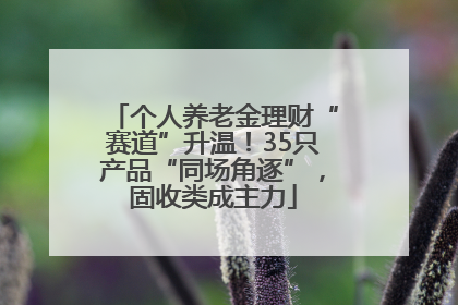 个人养老金理财“赛道”升温！35只产品“同场角逐”，固收类成主力