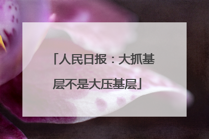 人民日报：大抓基层不是大压基层