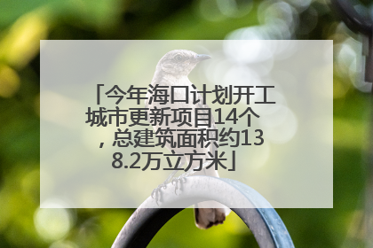 今年海口计划开工城市更新项目14个，总建筑面积约138.2万立方米
