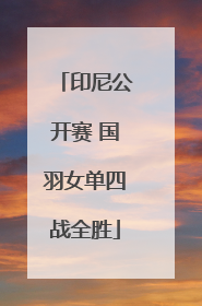 印尼公开赛 国羽女单四战全胜
