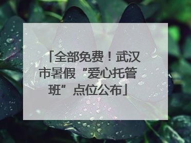 全部免费！武汉市暑假“爱心托管班”点位公布