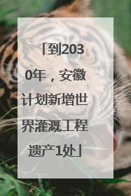 到2030年，安徽计划新增世界灌溉工程遗产1处