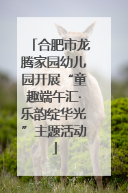 合肥市龙腾家园幼儿园开展“童趣端午汇·乐韵绽华光”主题活动