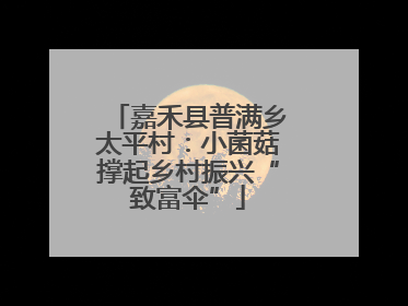 嘉禾县普满乡太平村：小菌菇撑起乡村振兴“致富伞”