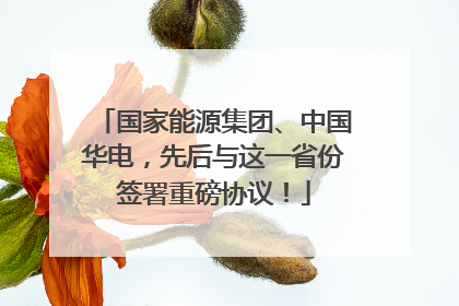 国家能源集团、中国华电，先后与这一省份签署重磅协议！