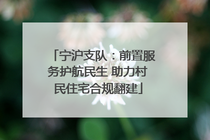 宁沪支队：前置服务护航民生 助力村民住宅合规翻建