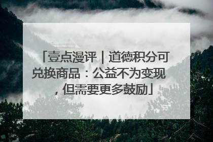 壹点漫评｜道德积分可兑换商品：公益不为变现，但需要更多鼓励