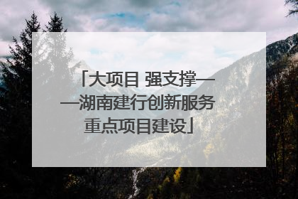 大项目 强支撑——湖南建行创新服务重点项目建设