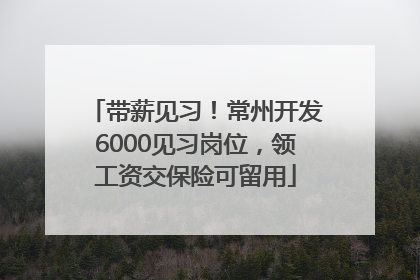带薪见习！常州开发6000见习岗位，领工资交保险可留用