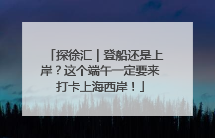探徐汇｜登船还是上岸？这个端午一定要来打卡上海西岸！