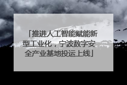 推进人工智能赋能新型工业化，宁波数字安全产业基地投运上线