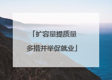 扩容量提质量 多措并举促就业