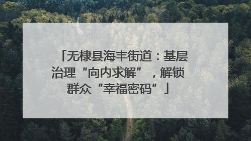 无棣县海丰街道：基层治理“向内求解”，解锁群众“幸福密码”