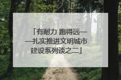 有耐力 跑得远——扎实推进文明城市建设系列谈之二