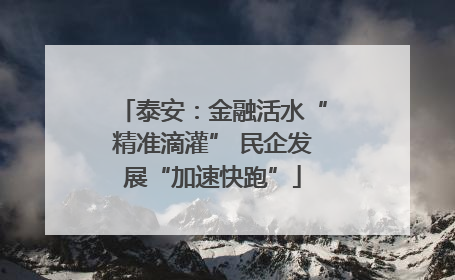 泰安：金融活水“精准滴灌” 民企发展“加速快跑”