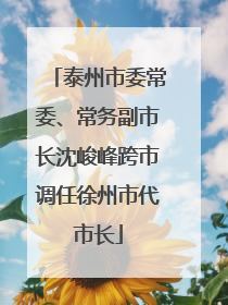 泰州市委常委、常务副市长沈峻峰跨市调任徐州市代市长