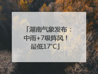 湖南气象发布：中雨+7级阵风！最低17℃