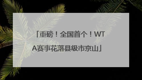 重磅！全国首个！WTA赛事花落县级市京山