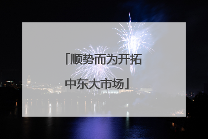 顺势而为开拓中东大市场