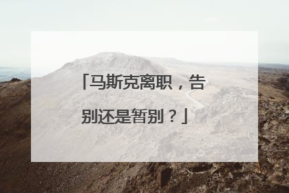 马斯克离职，告别还是暂别？