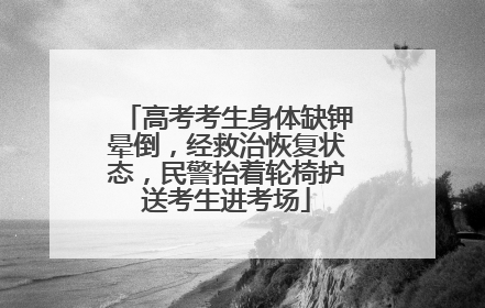 高考考生身体缺钾晕倒，经救治恢复状态，民警抬着轮椅护送考生进考场