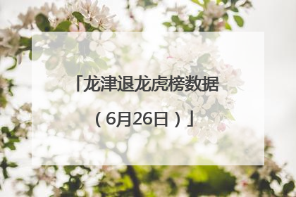 龙津退龙虎榜数据（6月26日）