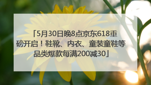 5月30日晚8点京东618重磅开启！鞋靴、内衣、童装童鞋等品类爆款每满200减30