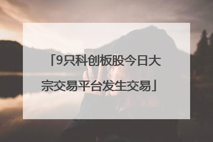 9只科创板股今日大宗交易平台发生交易